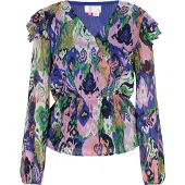 IZIA Blouse kobaltblauw / koraal / pitaja roze / offwhite