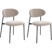 Beliani COWLEY - Eetkamerstoel set van 2 - Taupe - Chenille