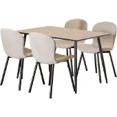 Ebuy24 Wilma eethoek tafel met 4 stoelen natuur, beige.