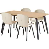 Ebuy24 Cadiz eethoek tafel met 4 stoelen natuur, beige.