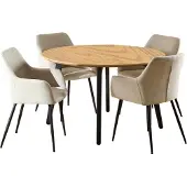 Ebuy24 Cadiz eethoek tafel met 4 stoelen natuur, beige.