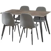 Ebuy24 Wicklow eethoek tafel met 4 stoelen grijs, donkergrijs.