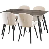 Ebuy24 Wicklow eethoek tafel met 4 stoelen grijs, beige.