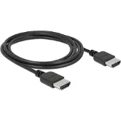 DeLOCK 85217 HDMI-kabel HDMI Aansluitkabel HDMI-A-stekker 2 m Zwart Afgeschermd (drievoudig), Vergulde steekcontacten, 4K UHD, Verdraaid