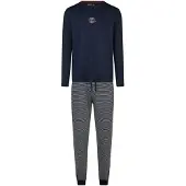 Phil&Co. Pyjama lang ' Great Bay ' donkerblauw / grijs