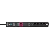 Brennenstuhl Premium-Line 60.000A overspanningsbeveiliging automatische contactdoosstrook 5-voudig 1 hoofdcontactdoos 4-voudige vervolgcontactdozen zwart 3m H05VV-F 3G1,5