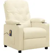 vidaXL Massagestoel kunstleer crèmekleurig
