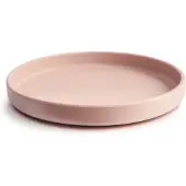 Mushie Bord Rond Silicone met Zuignap Blush