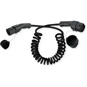 Roline Auto oplaadkabel Type2, 1-fase, 250 VAC (1P+N+E), 32 A, 7,4 kW, spiraalkabel (bruikbaar 1.8m)