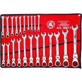 Bgs Spanner, Ratel Combinatiesleutelset flexibele koppen 6 - 32 mm 22 stuks.