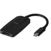 Deltaco USB-C naar DisplayPort adapter, 32,4 Gbit / s, 8K bij 30Hz - Zwart, USB-lader, Zwart