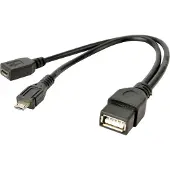 Gembird USB OTG-kabel, micro USB + voeding, 15 cm