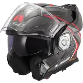 LS2 Helmets FF901 Advant X Carbon Future II, modulaire helm ,zwart/grijs/rood ,XL