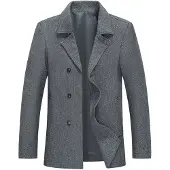 Allthemen Heren Wollen Dikke Coat - Slim Fit Overgangsjas - 3XL