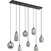 QAZQA Art Deco hanglamp zwart met smoke glas 8-lichts - Hanne
