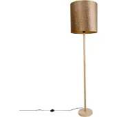 QAZQA Houten vloerlamp met velvet kap krokodillendesign 40cm - Mels