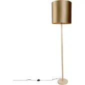 QAZQA Vloerlamp hout met velours kap brons 40cm - Mels