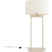 QAZQA Vloerlamp beige met ovale witte linnen kap 35cm - Thijmen