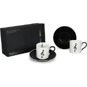 Agifty Espressokopjes, vioolsleutel wit (set van 2)