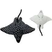 Cornelissen pluche Adelaars rog knuffel - zwart/wit - 19 cm - zeedieren - vissen - cadeau - roggen