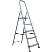 PRACTO Escalo Easy Step 5‑treden aluminium trapladder – huishoudtrap met antislip
