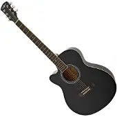 Gear4Music Single Cutaway Left Handed Acoustic Guitar by Black