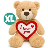 Miko Knuffelbeer met hart - Zachte teddybeer van pluche - 28 cm