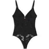 HUGO Bodysuit van gebloemd kant met tweedelig logo Maat L