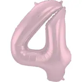 Folat - Folieballon Cijfer 4 Pastel Roze Metallic Mat - 86 cm