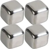 Excellent houseware Herbruikbare stalen ijsblokjes, 4 stuks.