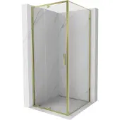 Mexen Exo scharnierende douchecabine 120 x 120 cm, transparant, goud - 819-120-120-50-00