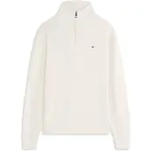 Tommy Hilfiger Seasonal Structure Half-zip Jumper Ivory Petal Maat: M | Longsleeves Outlet | Heren | Wit