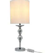 Relaxdays Tafel lamp, kristal lampenkap, wit-zilver