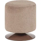 Woood Islen Poef Met Draaivoet - Bouclé - Bruin - 47x39x39