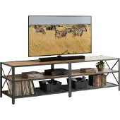 Relaxdays Tv-kast - 180 cm breed - industrieel - bruin-zwart