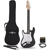 Gear4Music 3/4 LA Left Handed Electric Guitar Black Mini Guitar Amp Pack