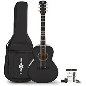 Gear4Music Parlour Akoestische Gitaar & Accessoireset van Zwart