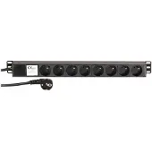 Adam hall Cables 87478 - 19" 1HE stekkerdoos, 8-voudig, met aansluitingen volgens de Franse norm