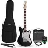 Gear4Music Seattle Select Electric Guitar Black 10W Guitar Amp & Accessory Pack