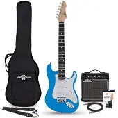 Gear4Music 3/4 LA Electric Guitar Blue 10W Guitar Amp & Accessory Pack