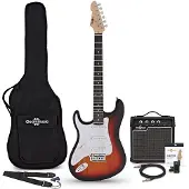 Gear4Music LA Left Handed Electric Guitar Sunburst 10W Guitar Amp & Accessory Pack