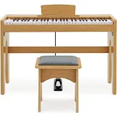 Gear4Music Keynote Junior Digital Piano & Stool Light Oak