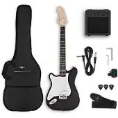 Gear4Music VISIONSTRING Elektrisch Gitaarpakket (LH) Zwart