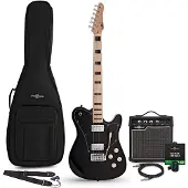 Gear4Music Knoxville Select Electric Guitar Black 10W Guitar Amp & Accessory Pack