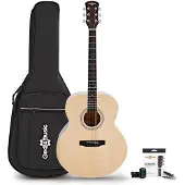 Gear4Music Jumbo Left Handed Electro Acoustic Guitar & Accessory Pack by Natural