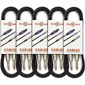 Gear4Music Pack of 5 Jack Instrument Cables 6m
