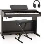Gear4Music DP-10X Digitale Piano van + Accessoireset Mat Zwart