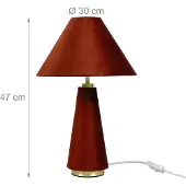 Relaxdays tafellamp met fluwelen kap, donkerrood-goud