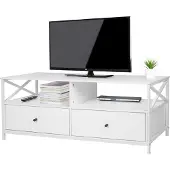 Relaxdays Tv kast - 50x120x40 cm - met 2 lades - wit