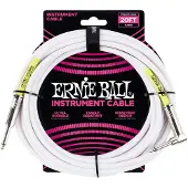 Ernie Ball P06047 20ft Straight-Angle Instrument Cable White